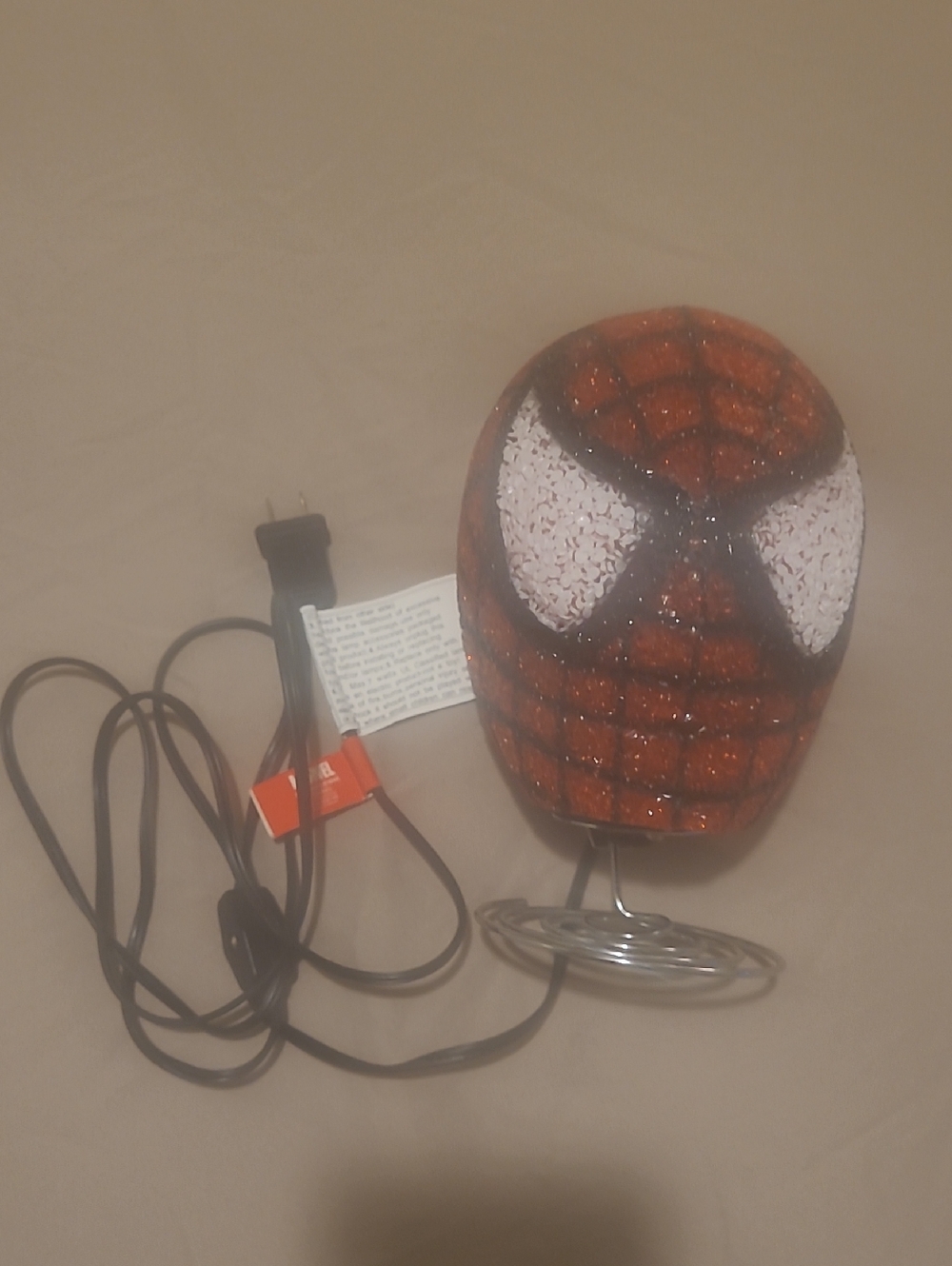 Marvel Red and Black Spider-Web Lighted Helmet Lamp Soft Rubber Like Material